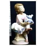 Vintage Lladro Best Friend girl w/ bear figure