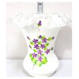 Fenton 7in silvercrest vase w/ violets