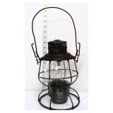 Vntg metal railroad lantern w/  PRR signed globe