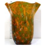 Murano 11in MCM honey/moss green vase