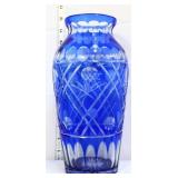 Vintage 12in cobalt to clear made in Japan vase