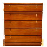 MCM Johnson Carper  tall chest w/ gold tone pulls