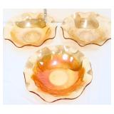 3 marigold carnival iris & herringbone 11.5 bowls