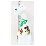 Fenton white satin Christmas scene happy cat