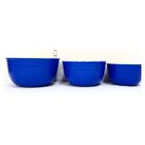 Set of 3 blue mixing bowls
