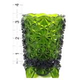 Vntg green daisy & button footed toothpick holder