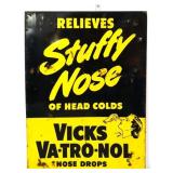 Vntg metal 17x33 Vicks Va-Tro-Nol adv sign