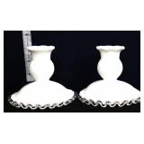 Pair Fenton silver crest candle holders
