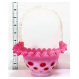 Fenton cranberry coin dot basket