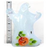 Fenton opal mist Halloween ghost w/ pumpkin