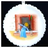Fenton white satin Expectation Christmas plate
