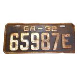 1932 Georgia license plate