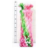 10in pink/gree candy cane twist vase