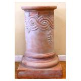 Round top 29in tall terra cotta pedestal