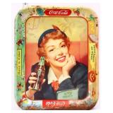 Vntg metal Coca Cola girl with bottle tray