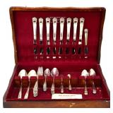 Lot of silver plate flatware in wood box