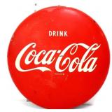 Vntg metal 16in diameter Coca Cola button sign