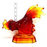 Vntg LE Smith amberina 9in fighting rooster figure