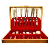 Lot of Community Plate flatware in wood box