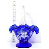 Fenton cobalt basket w/ white flowers