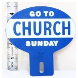 Vntg 4.5x4.5 Go To Church Sunday tag topper