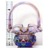 Fenton violet iridescent mini basket