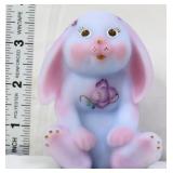 Fenton blue burmese bunny w/ flowers