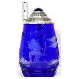 Vintage Mosser cobalt hunting scene bohemian stein