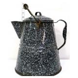 Vintage black granite coffee pot