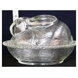 Vintage clear glass bunny on nest