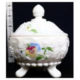 Vntg milk glass footed candy dish