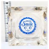 Vntg clear glass Drink Smile ash tray