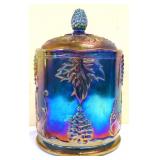 Vintage blue carnival  tobacco jar