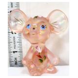 Fenton pink opalescent mouse with flowers