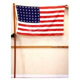 Vintage 48 star American flag on pole