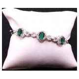 Oval cut emerald bangle bracelet, lab created