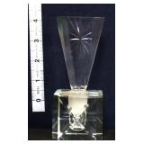 Vntg crystal perfume bottle w/ triangle stopper