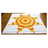 Vntg handstiched lone stars yellow/orange quilt