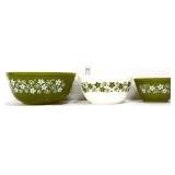 3 vintage Pyrex spring blossom mixing bowls