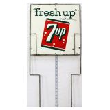 Vntg 14x14 7Up sign w/ frame, 14.75x31 overall