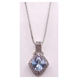 Marquis cut blue topaz necklace, lab created