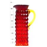 Vntg amberina square diamond point pitcher