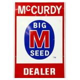Vtg metal dbl side 18x28 McCurdy Seed Dealer sign