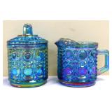 VIntage blue carnival cream & sugar set