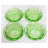 4 green depression cherry blossom 4.75in bowls