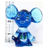 Fenton blue Christmas Winter scene mouse