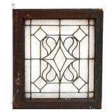 Vntg 22x19.25 framed leaded glass window