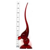 Vntg amberina long tail bird figure