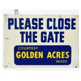 Vntg metal dbl side 14x10 Golden Acres sign
