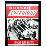 Vntg 19x25 Hudson Speedway Midget Racing art